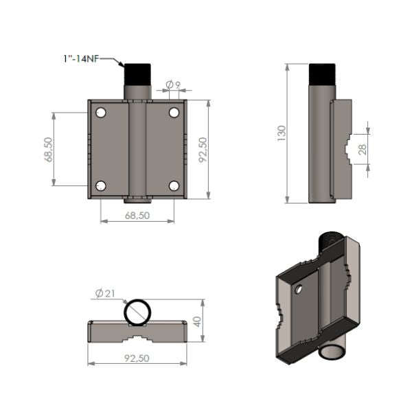 Scan Antenna Mast/Rail Mount 1"-14
