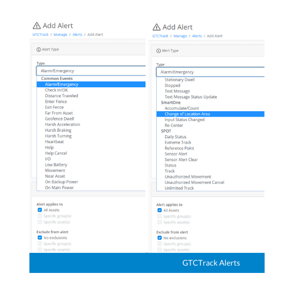 GTCTrack Alerts Configuration